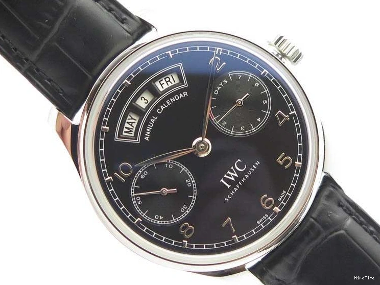 MIROTIME 0328 Portuguese Real PR Real Annual Calendar IW5035 YLF 1:1 Best Edition Black Dial On Leather Strap A Soft 7240